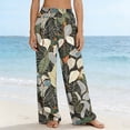 thumbnail image 4 of Amzcrzy Wide Leg pants Women 2026 Floral Print Cotton Linen Womens Trouser Pants Loose Fit Casual Summer Palazzo Pants Breathable High Waisted Lounge Pants Women with Pockets for Vacation Daily, 4 of 7
