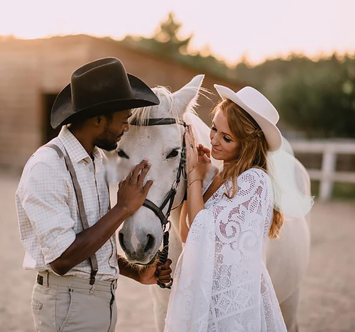 Bride Cowgirl Hat with Veil 