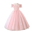 thumbnail image 5 of Girls Formal Tulle Princess Dress, Elegant Puffy Net Dress for Flower Girl Junior Bridesmaid, Wedding Birthday Party Special Occasion Gown Age 3Y-14Y Pink 150, 5 of 9
