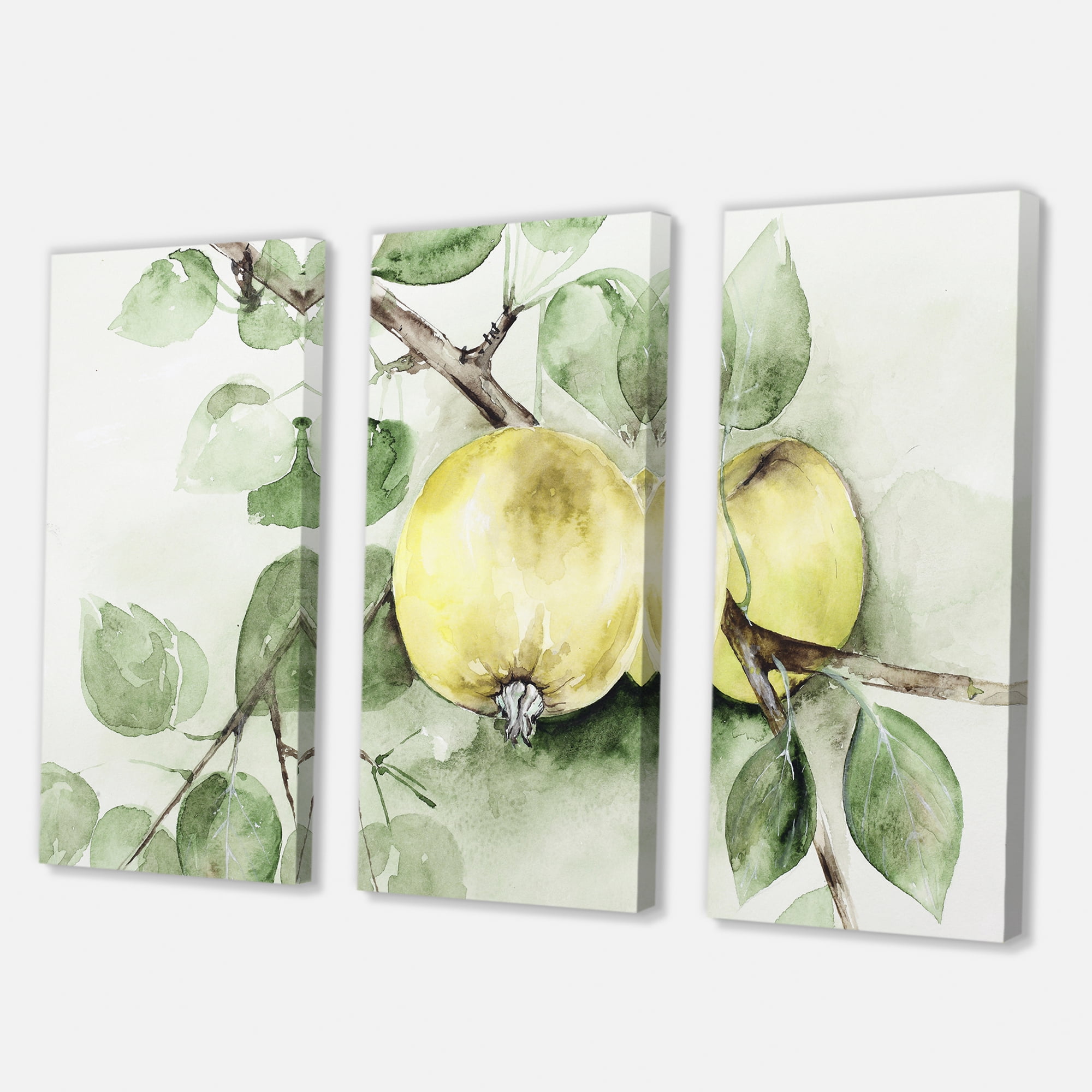 Designart ' Ancient Green Appels ' Farmhouse Canvas Wall Art Print