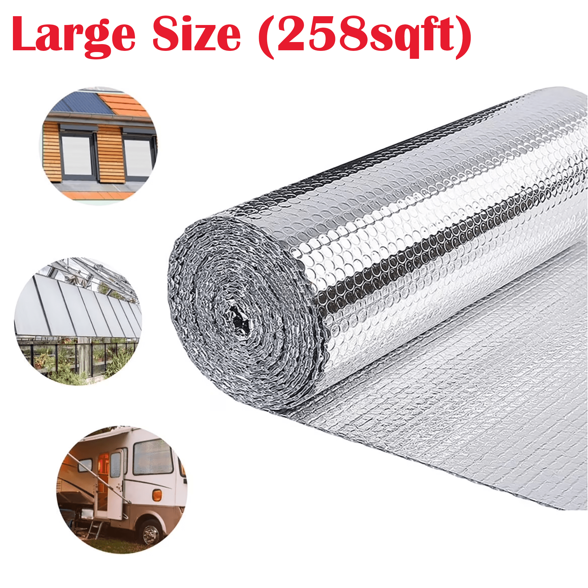 Reflective Insulation Roll 24in X 10Ft (3mm) Foam Core Radiant Barrier Reflective Aluminum Foil Wrap Insulation Sheet Thermal Shield For Winter RV Window Thermal Cold Insulating Summer Heat - View #7