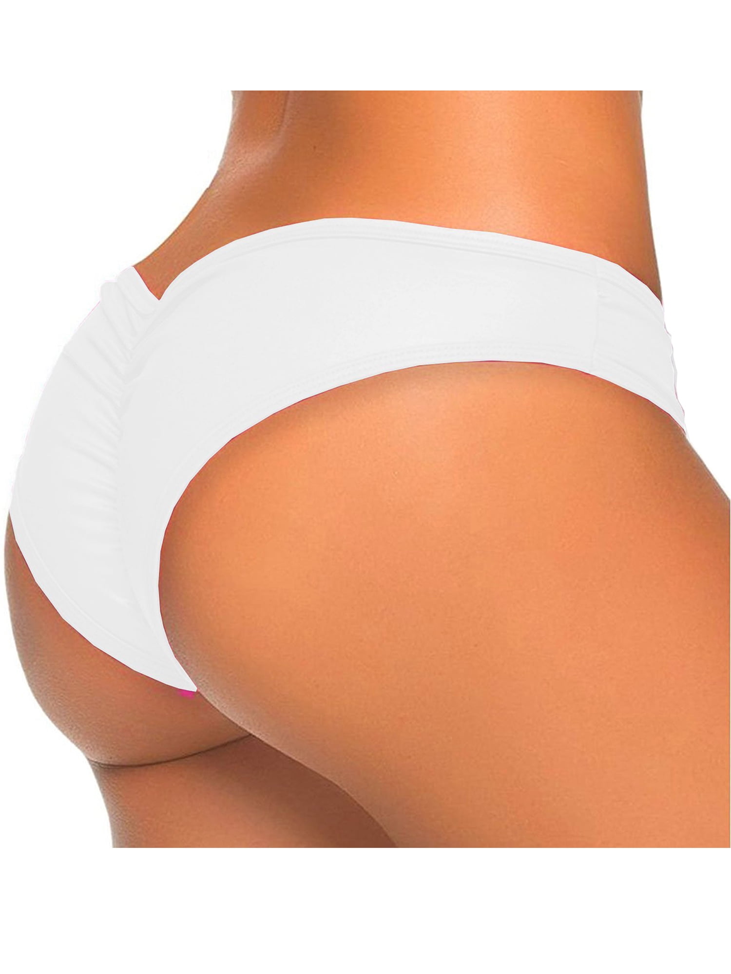 Women's Thong Brazilian Swim Bottoms Low Waist Ruched Bikini Elastic Hot Panties 