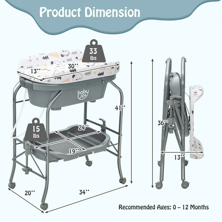 INFANS Baby Changing Table, Folding Diaper Station Portable Nursery Or