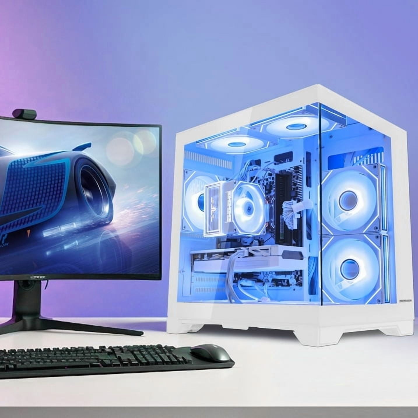 Hoengager Gaming PC Intel Core i5-13400F 2.5 GHz 10 Core, Radeon RX 9060 XT 8G, 32GB DDR4 RAM, 1TB PCIe SSD, Windows 11 Prebuilt Tower