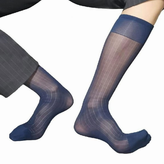 SDFGTstore Stretchy Nylon Sheer Knee High Dress Socks Over the Calf Dress Socks for Men