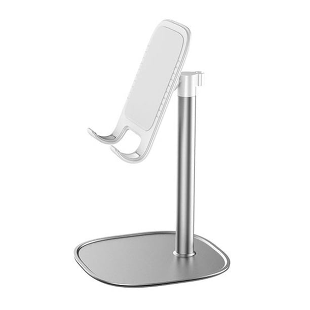 Soporte para teléfono Mesa de noche de escritorio Ángulo ajustable Antideslizante Soporte de aleación de aluminio para teléfono móvil, Plata kenally EL000039-02B