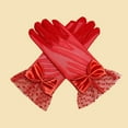 thumbnail image 4 of Mightlink 1 Pair Women Prom Gloves,Full Finger Gloves for Bride,See-through Lace Bow Decor Hollow Out Fishnet Ruffle Edge Gloves, 4 of 8