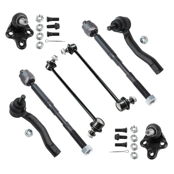 Detroit Axle - 8pc Front Suspension Kit for 2003-2008 Toyota Corolla 2 Lower Ball Joints 4 Tie Rod End Links 2 Stabilizer Sway Bar End Links 2004 2005 2006 2007 Replacement