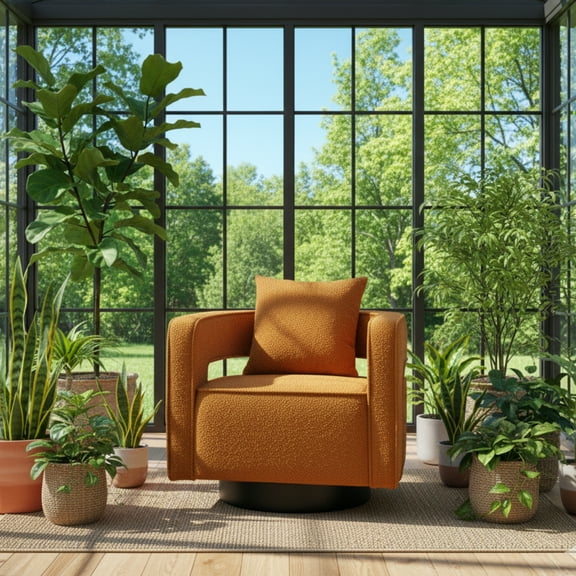 GOMYHOME Modern Swivel Accent Chair with Pillow, Orange