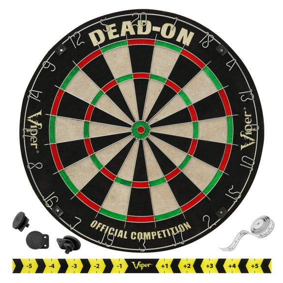 Viper Dead-On Sisal Dartboard - Self-Healing, Steel Tip, Triangular Spider-Wire, Staple-Free Bullseye, Movable Number Ring, Mounting Hardware & Game Manual