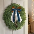 thumbnail image 6 of Christmas Wreath with Bells and Ribbon,Artificial Pine Greenery Winter Wreath for Front Door Decor,Country Style Hanging Wreath for Indoor Outdoor Home Use on Porch,Wall,Window and Mantel, 6 of 7
