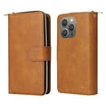 thumbnail image 2 of SaniMore for iPhone 15 Pro (6.1" 2023) 3 in 1 Case, Zipper Purse Cover + Card Slots +  Kickstand + Detachable Lanyard Comprehensive Protective Shockproof Anti-drop Shell, Brown, 2 of 8