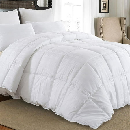 Downluxe Hypoallergenic 600 Thread Count 100% Cotton Shell Down Proof 650 Fill Power All Seasons Baffle Box White Down Comforter