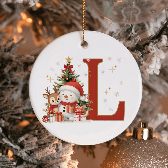 Letter L Pendant，Anniversary Plaque，Christmas Tree Decor,Ceramic Ornament,Keepsake Ornament,Married Ornament,Hanging Ornaments,Decorative Hanging Ornaments,Suitable for Christmas, gift giving
