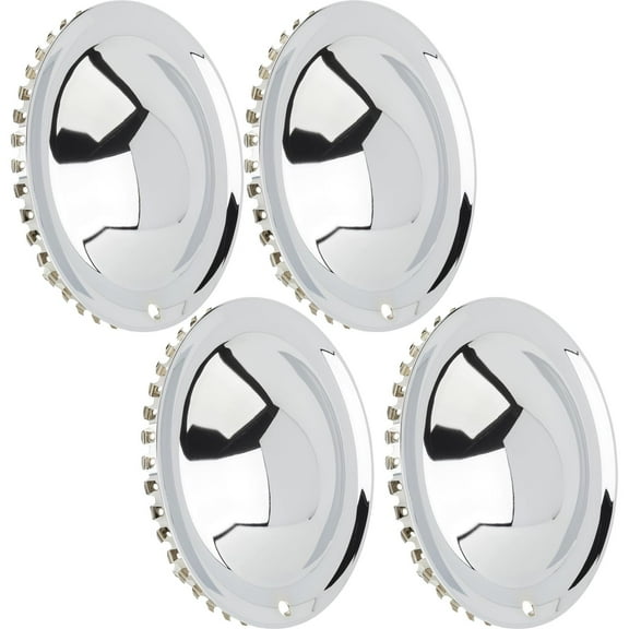 Speedway Motors Full Moon Style 15 Inch Wheel Covers, Chrome Plated Full Moon Hubcap, Snap-On for Easy Installation, 1-3/8” Net Crown, Set of 4 Wheel Covers