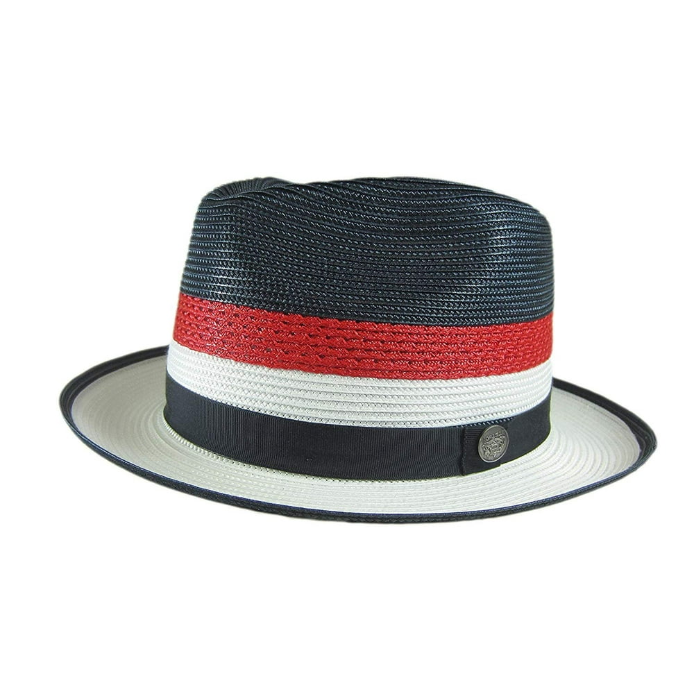Stetson Olympic Red White Blue Straw Hat Fedora Large Oval 2