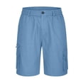 thumbnail image 4 of Resicozy Cargo Shorts Men Baggy Casual Summer Knee Length Bermuda Short Elastic Waist Big and Tall Multi Pockets Hiking Pants Sky Blue 2XL, 4 of 7