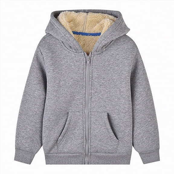 Caqnni Toddler Baby Boys Little Girls Hoodies Jacket Zip Up Long Sleeve Kids Coat Hooded Pullover Tops Fall Winter Coat Long Sleeve Coat for 18-24 Months