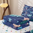thumbnail image 5 of jejeloiu Cartoon Sea Animals Zipper Full Size Comforter Sets with Fitted Sheet and 2 Pillowcases For Girls,Shark Octopus Pattern Zipper Bedding Set,Blue Navy,Polkadot Reversible,4-Piece, 5 of 7
