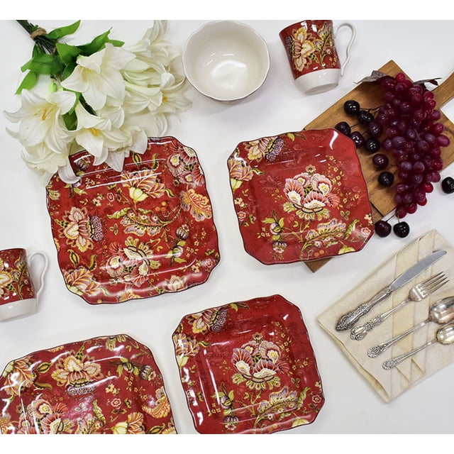 222 Fifth : Gabrielle Red 16 Piece Dinnerware Set - Walmart.com