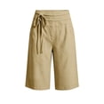 thumbnail image 5 of Inverlee Women's Bermuda Shorts High Waist Drawstring Loose Fit Summer Casual Shorts Beige M, 5 of 9