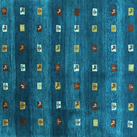 Ahgly Company Indoor Square Abstract Light Blue Contemporary Area Rugs, 4' Square