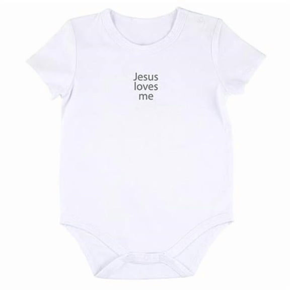 Stephan Baby 212416 Jesus Loves Me Snapshirt, 6-12 months