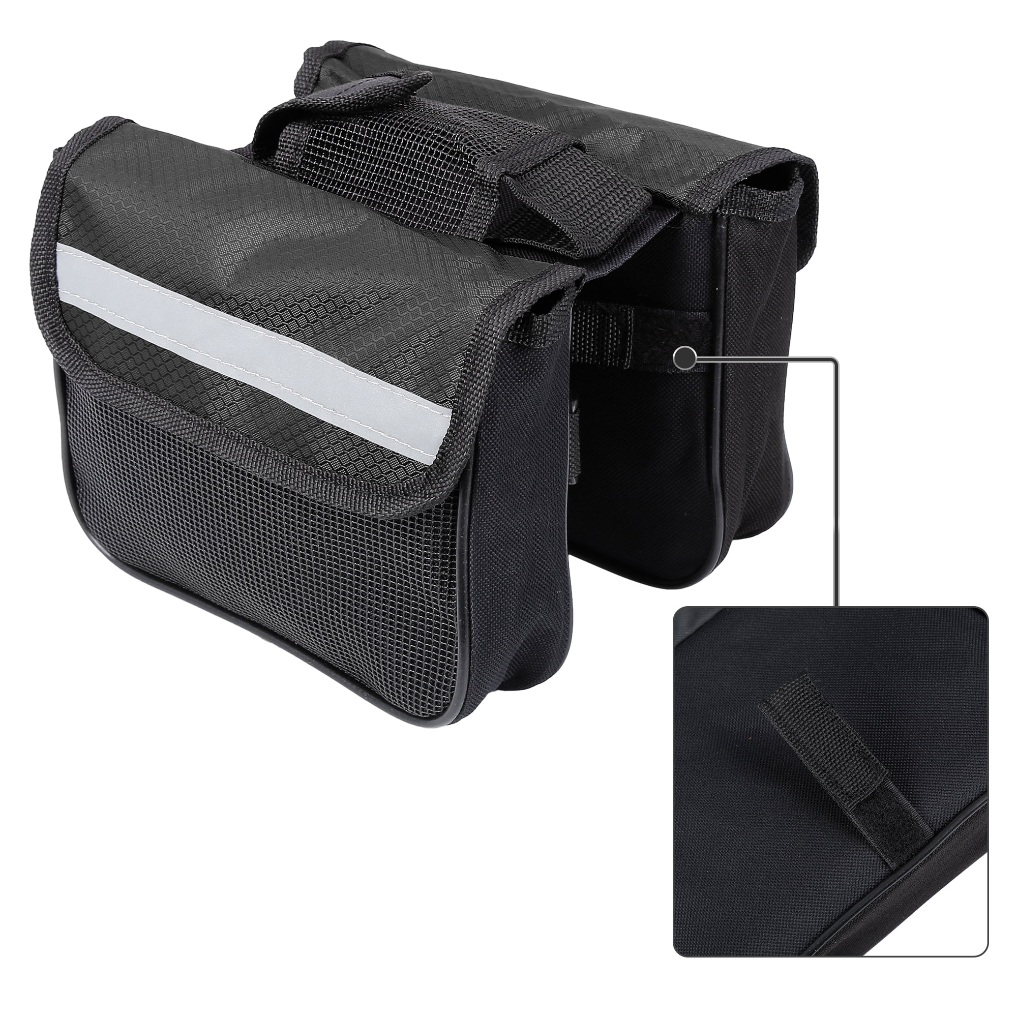 Unique Bargains 7.09x5.91x5.91in Bike Saddlebag Frame Bag Tool Pouch Black