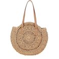 thumbnail image 1 of sac (marron)de Plage Fait La Main En Paille Circulaire Creuse De Grande Capacit, Tendance Pour Femme, Sac De Plage Tiss L'paule, 1 of 5