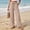 Brown, variant on Women's High Waist Striped Wide Leg Pants Drawstring Elastic Waist Side Split with Pockets Summer Beach Trousers S-3XL Gray