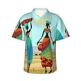 thumbnail image 2 of Yiaed African Women Print Hawaiian Shirt for Men Short Sleeve Button Down Shirts Beach Shirts for Men-Small, 2 of 5