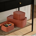 thumbnail image 6 of Faux Leather Decorative Storage Boxes Set of 3 with Lids Dustproof Organizer Bins for Home Office Jewelry, 6 of 8