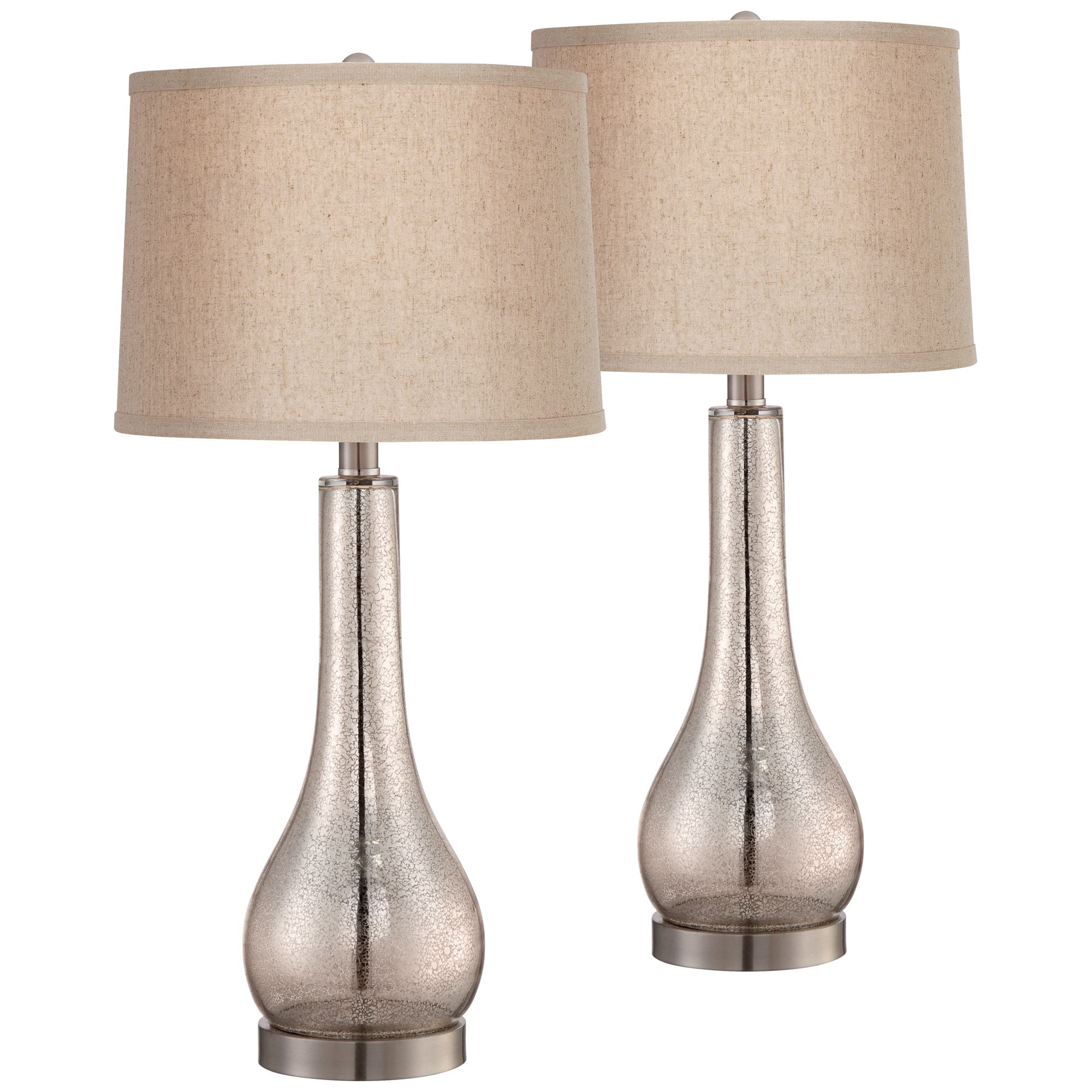 360 Lighting Coastal Table Lamps Set of 2 Mercury Glass Gourd Taupe