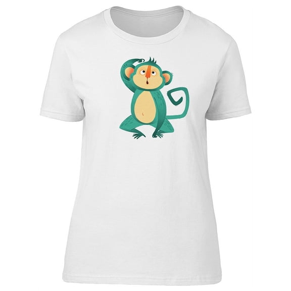 Cool & Funny Blue Monkey Cartoon T-Shirt Women -Image by Shutterstock, Female Large