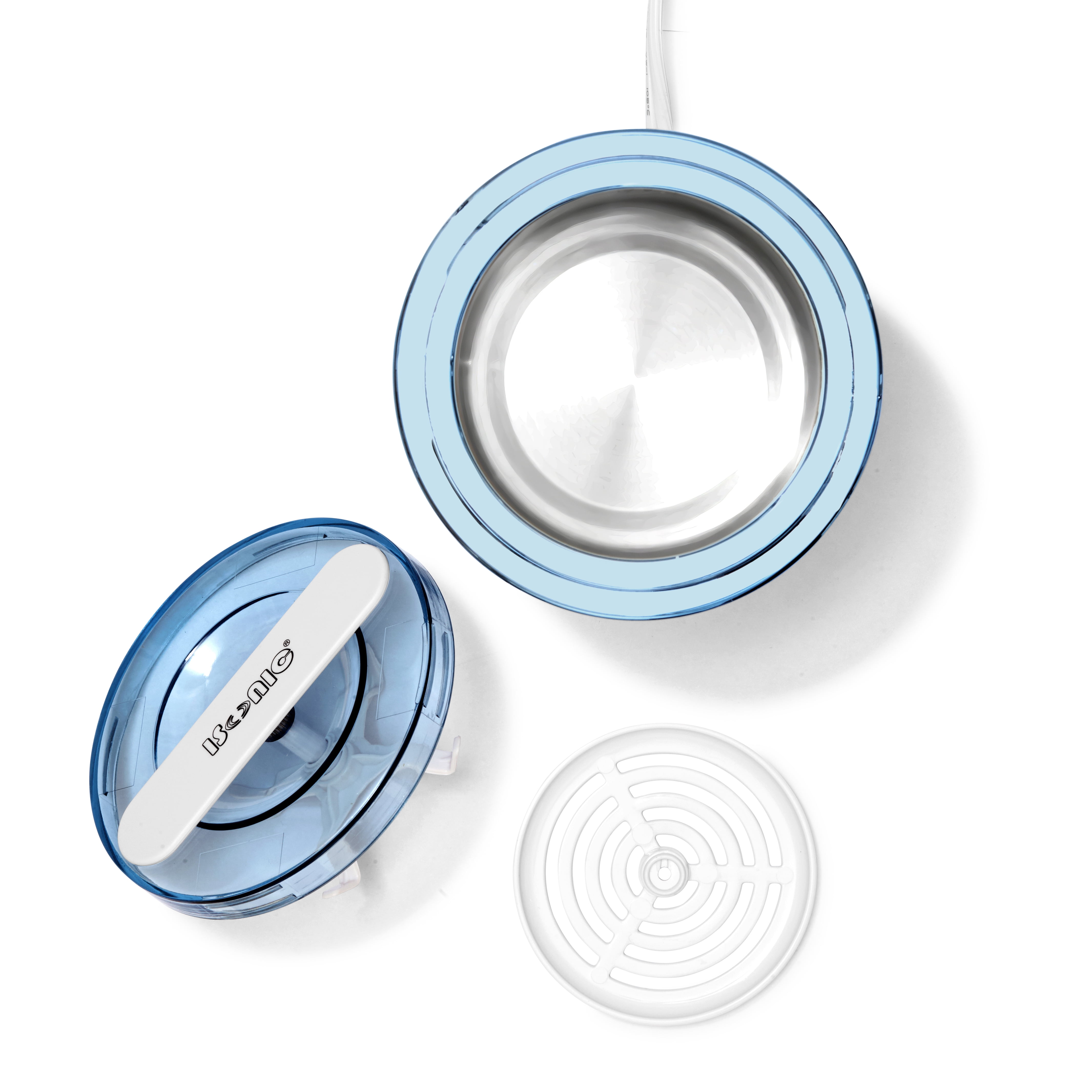 iSonic D1800-WS Compact Ultrasonic Jewelry Cleaner Machine for Rings, Necklaces, Watches, and Small Jewelry, White/Sapphire Blue