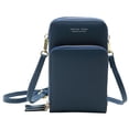 thumbnail image 1 of Sac Bandoulière Mini Bleu Foncé Décontracté pour Femmes avec Sangle Amovible Réglable, Matériau PU Imperméable et Polyester, Fermeture Éclair, Design Multi-Poches pour Téléphone Portable, Carte d'Identité, Clés - Idéal pour, 1 of 6