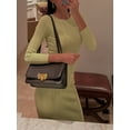 thumbnail image 6 of Nituyy Women Knit Dress, Long Sleeve Crew Neck Solid Ribbed Dress Slim Fit Fall Long Dress, 6 of 8