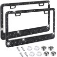 thumbnail image 1 of 2 Pack Bling Bling Car License Plate Frames for Women, Sparkly Diamond License Plate Cover, Glitter Rhinestone Car License Plate Holder ,Stainless Steel Frame with Screw Caps Levamdar WMZL-1781-1, 1 of 6