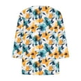 thumbnail image 3 of CYMMPU Blouses for Women Dressy Casual V Neck Tunic Tops Spring Tops Loose Fit 3/4 Sleeve Floral Printed Fall Fashion Shirts Plus Size Blouse XL, 3 of 4