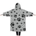 thumbnail image 2 of Oversized Wearable Blanket Hoodie,Paw Prints and Bones Sherpa Blanket Hoodie with Super Pockets,Super Warm Fuzzy Pullover for Women & Men, 2 of 6