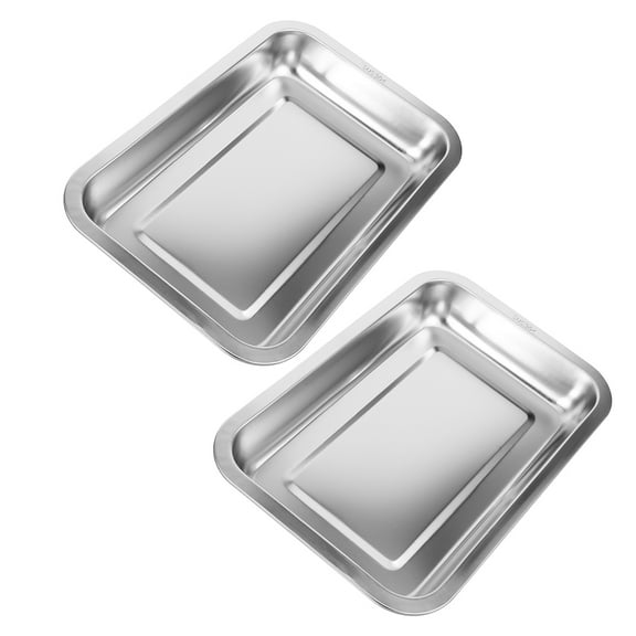 OULII 2Pcs Sturdy Silver Metal Cat Litter Box Easy to Clean Open Type Cat Toilet