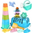 thumbnail image 3 of uToyz Splash & Sand Set – Beach Toys for Toddlers with 18 Pcs Stacking Cups, Watering Can, Bucket & Storage Basket. Summer Toys for Kids Ages 1+, 3 of 8