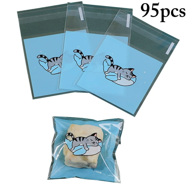 Bangcool 95PCS Bakery Cello Bags Reusable Self Sealing Bags Cellophane Bags for Christmas