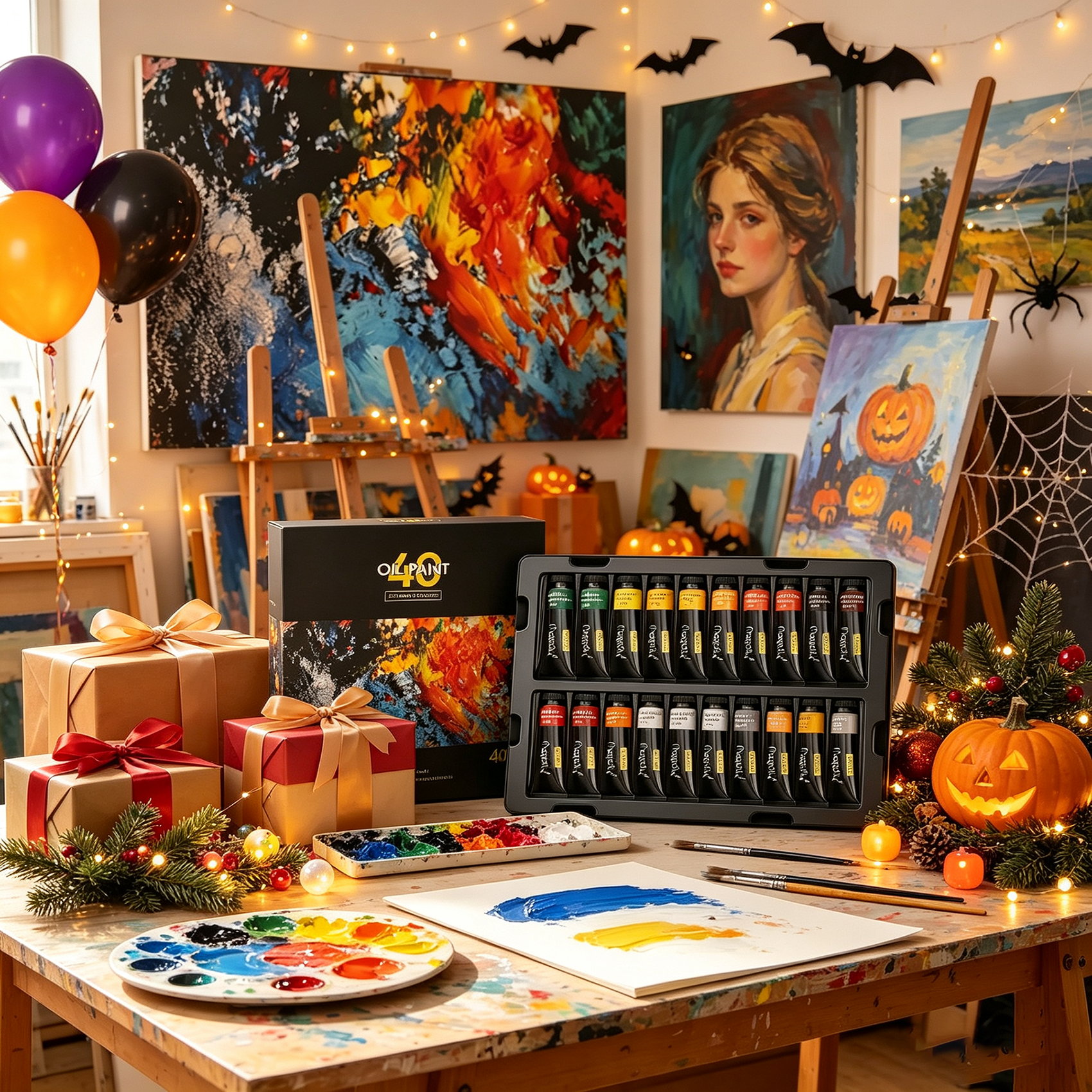 Magicfly Oil Paint Set,40 Colors (18ml/0.6oz) with Storage Box for Artists, Students, Beginners Christmas Gifts