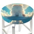 thumbnail image 5 of Salouo Sunshine Cute Winged Cat Pattern Bar Stool Cushion Cover, Round Crease-Resistant Stretchy Dustproof Stool Seat Slipcover for Bar Round Chair-14 inch, 5 of 6