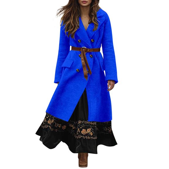 Wool Coats for Women Fall Winter Double Breasted Long Trench Coat Womens Coats and Jackets