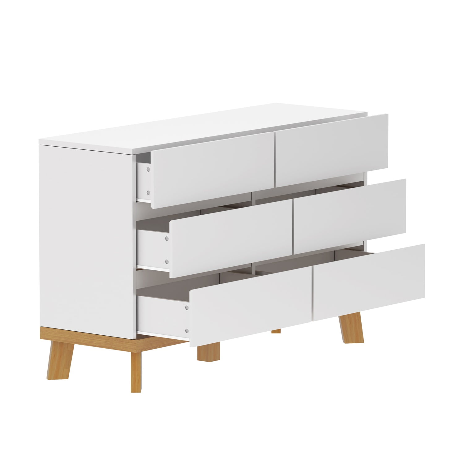 Kadyn 47.24"6-Drawers MDF Chest of Drawers, Nursery Double Dresser for Living Room, White Sideboard Storage Cabinet Kadyn 47.24"6-Drawers MDF Chest of Drawers, Nursery Double Dresser for Living Room, White Sideboard Storage Cabinet
