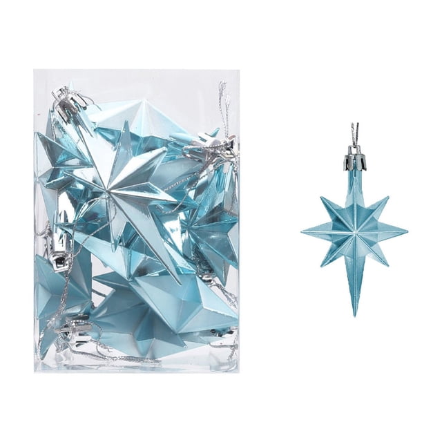 Birdeem Colourful Christmas Tree Hanging Ornaments Plastic Plating Boxed Eight-Pointed Star Christmas Tree Hanging Venue Decoration Props