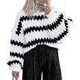 thumbnail image 2 of Womens Cute Sweaters Trendy Color Block Pullover Sweater Cable Knit Jumper Tops White S, 2 of 8