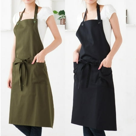 

Unisex Solid Color Waterproof Housework Cooking Pockets Adjustable Bib Aprons